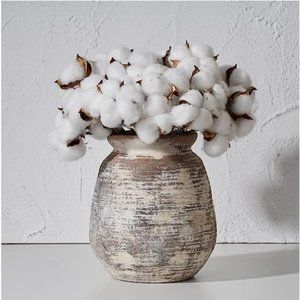 Ceramic Rustic Vase - Whitewashed Terra-Cotta Vase - Farmhouse Pottery Décor